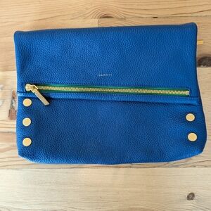 Hammitt Blue Leather Bag with Gold and Green Zipper